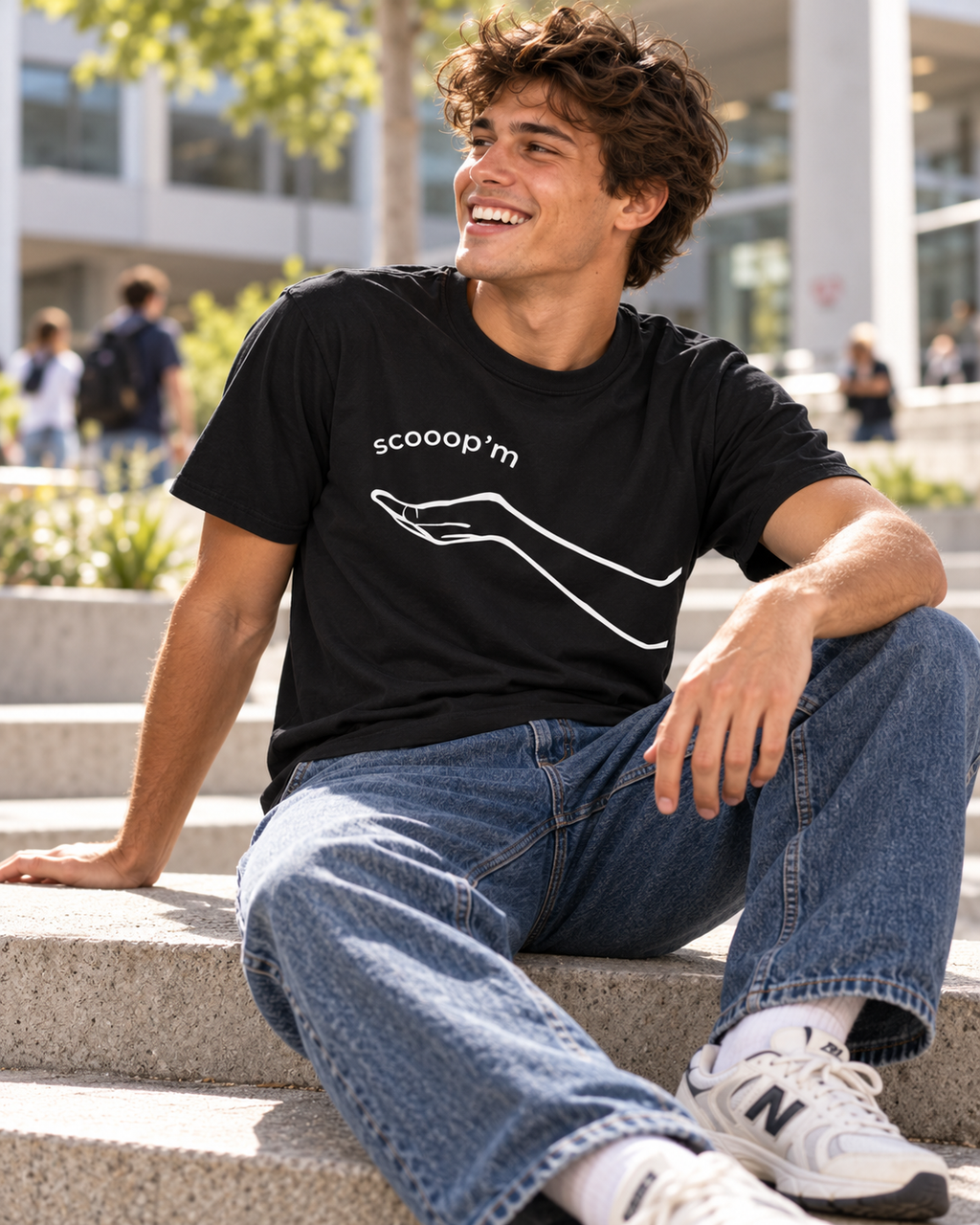 Scooop'm black shirt lifestyle photo