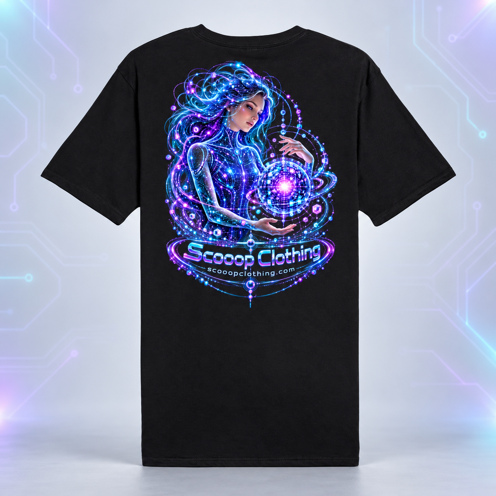 black AI Scooop Color shirt, back view