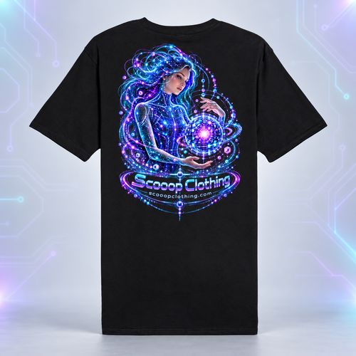 black AI Scooop Color shirt, back view