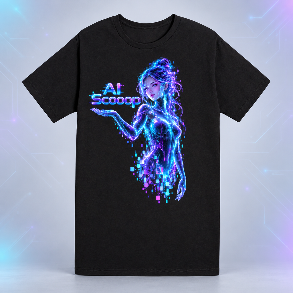 black AI Scooop Color shirt, front view