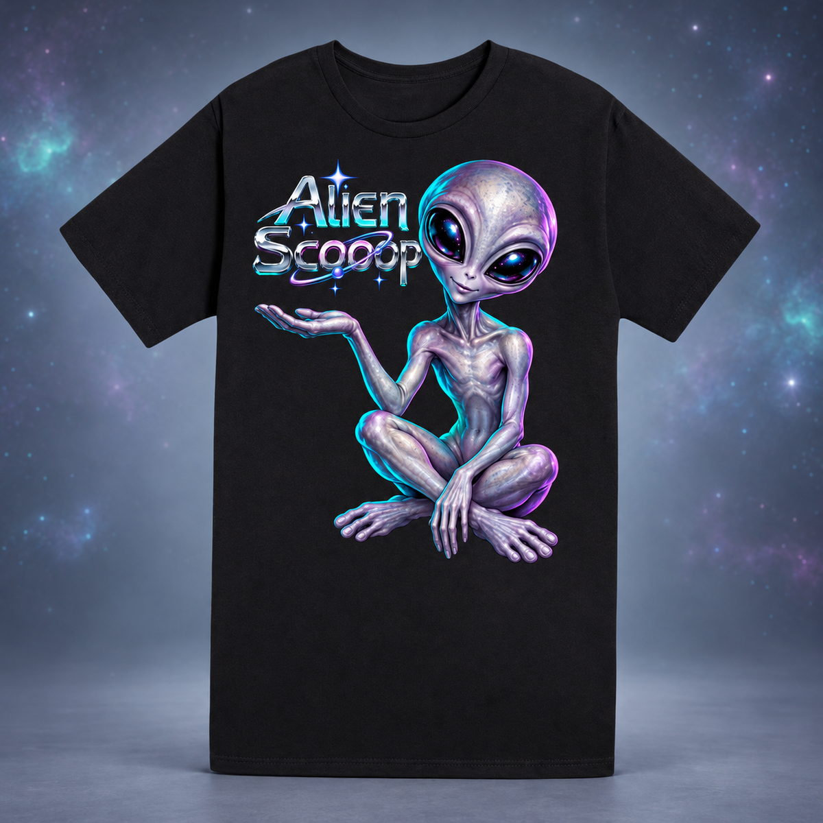 Black Alien Scooop Color shirt, front view