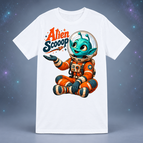 White Alien Scooop Color shirt, front view