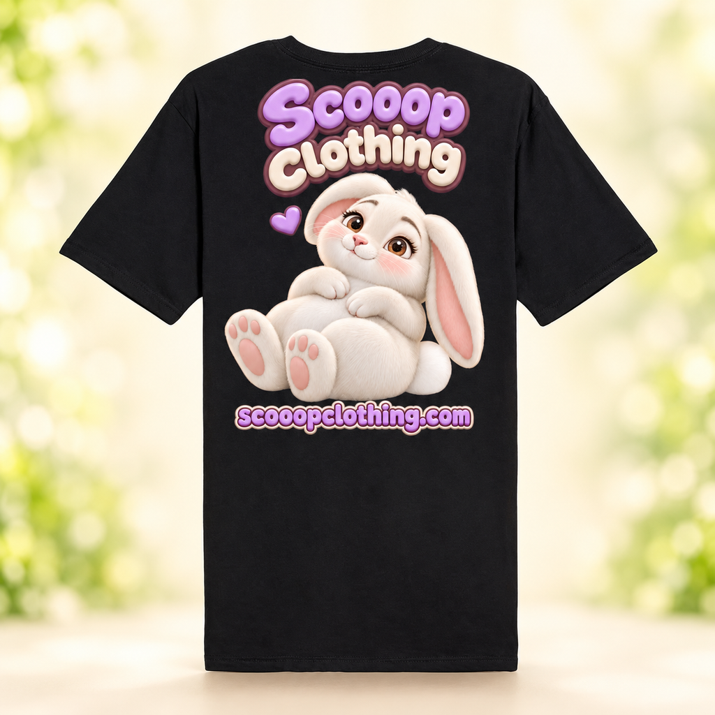 Black Bunny Scooop Color shirt, back view