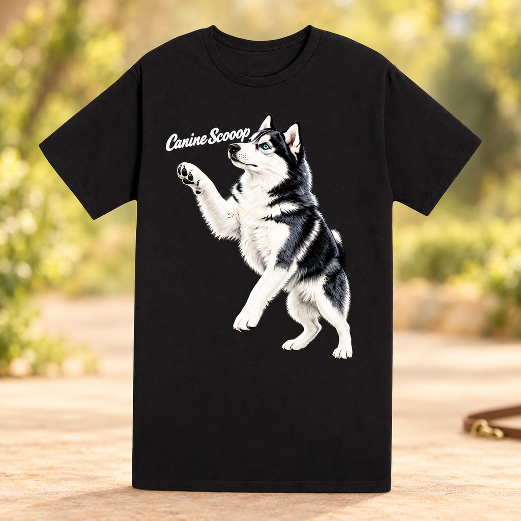 Black Canine Scooop shirt, front view