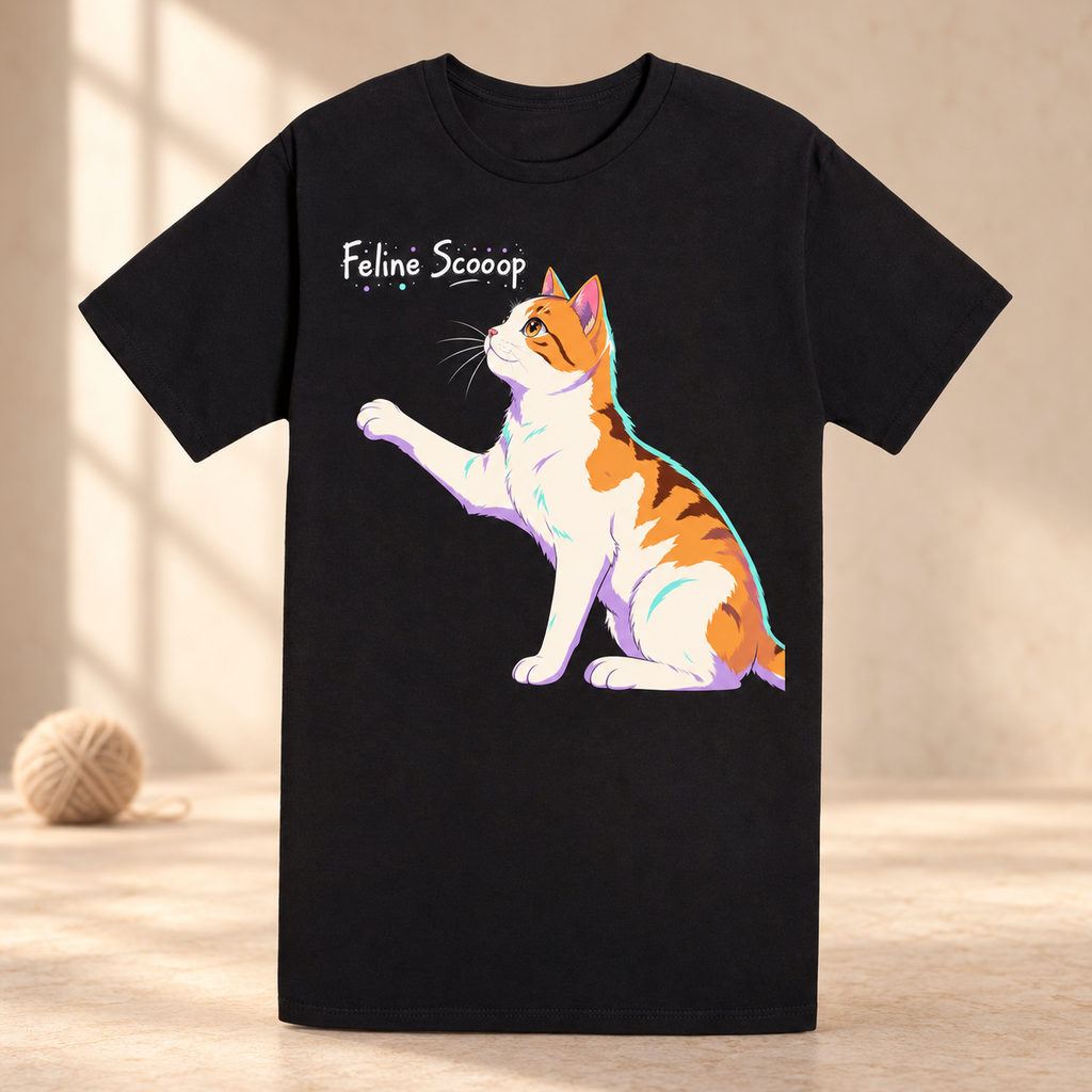 Black Feline Scooop Color shirt, front view