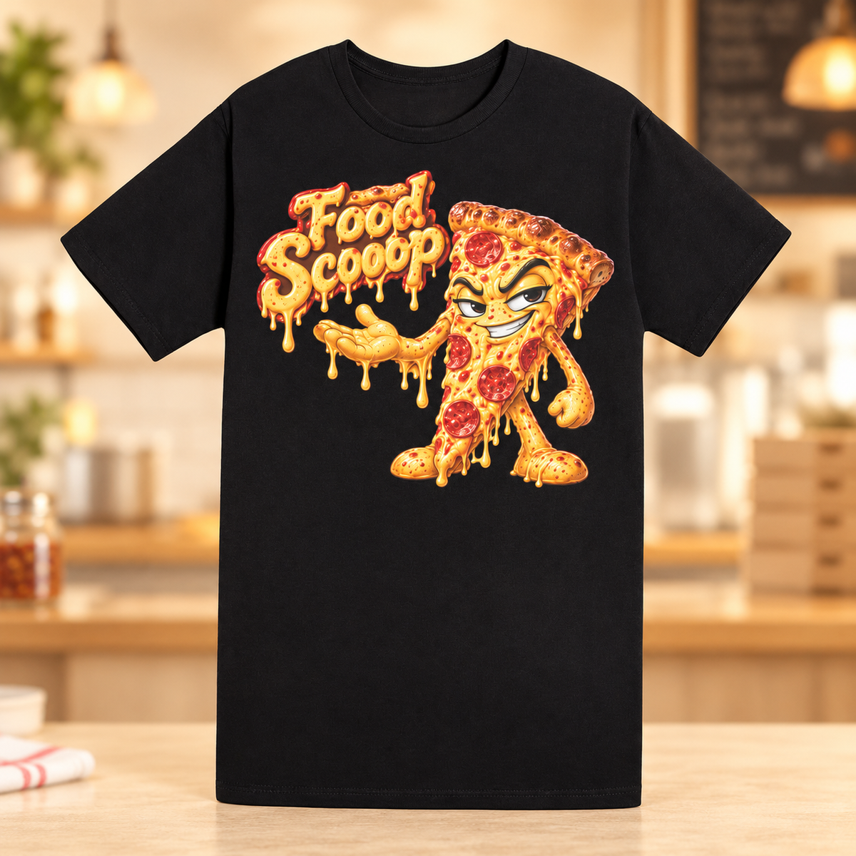 Black Food Scooop Color shirt, front view