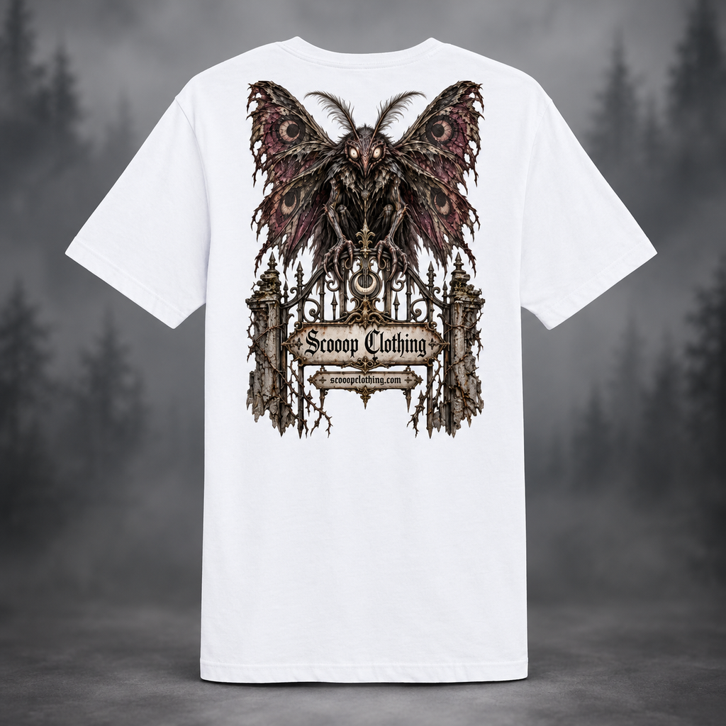 White Horror Scooop Color shirt, back view