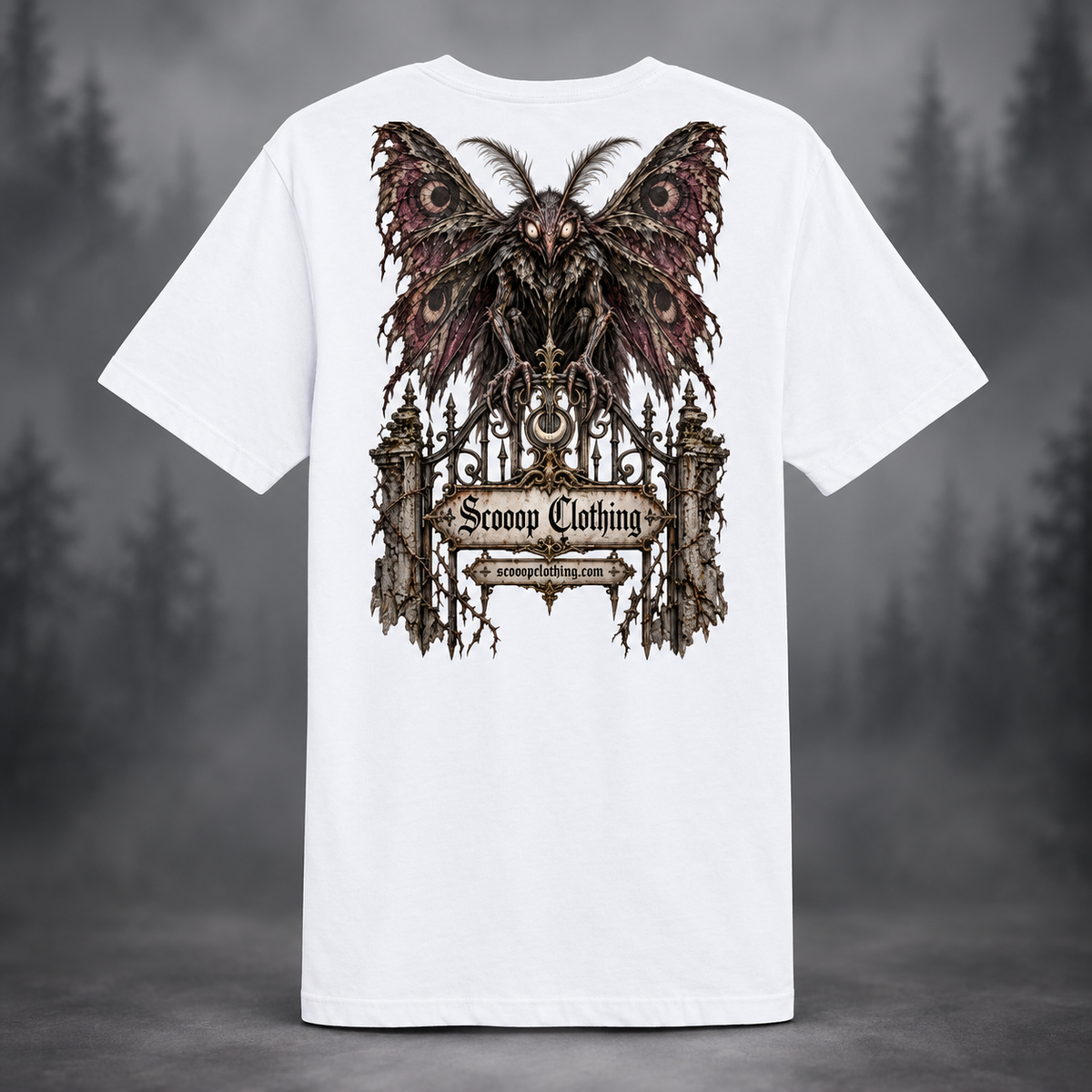 White Horror Scooop Color shirt, back view