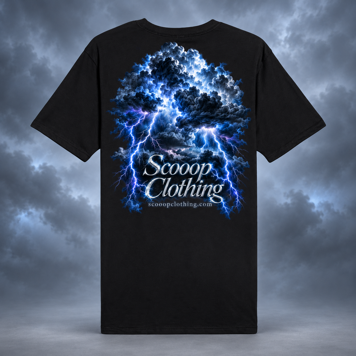 Black Lightning Scooop Color shirt, back view