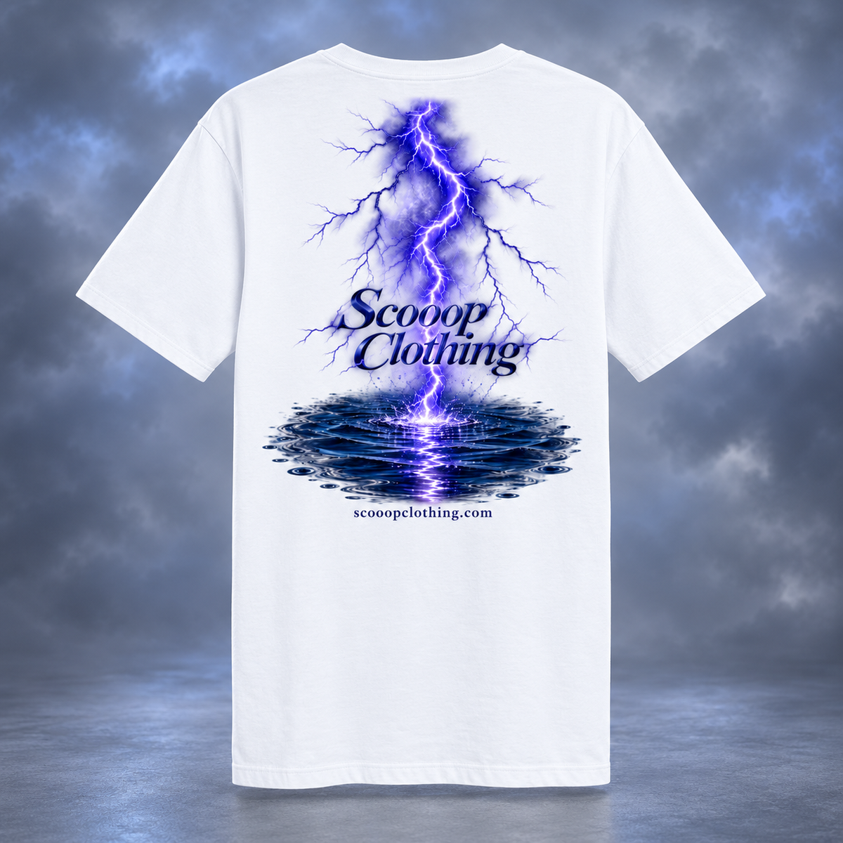 White Lightning Scooop Color shirt, back view