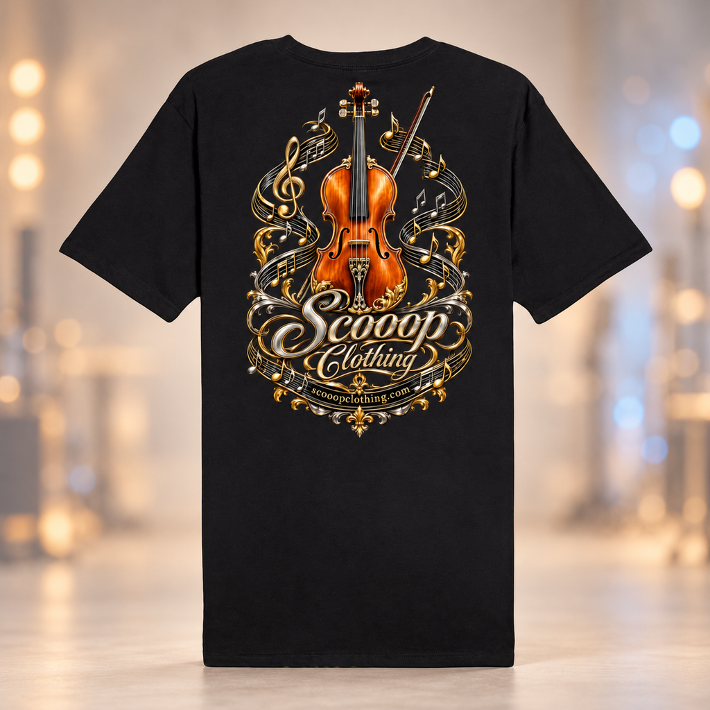 Black Music Scooop Color shirt, back view