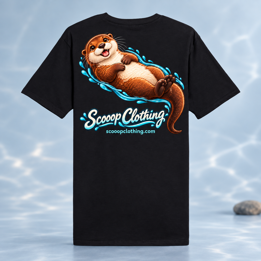 Black Otter Scooop Color shirt, back view