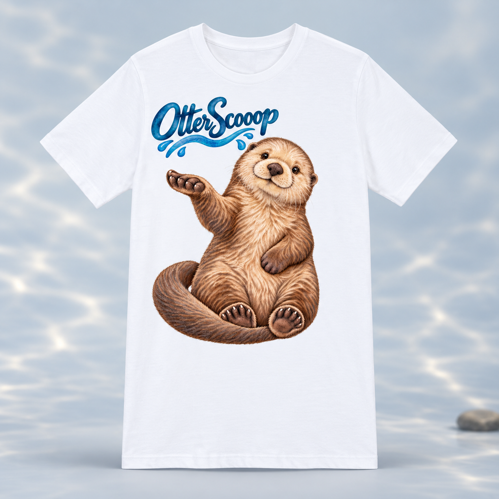 White Otter Scooop Color shirt, front view