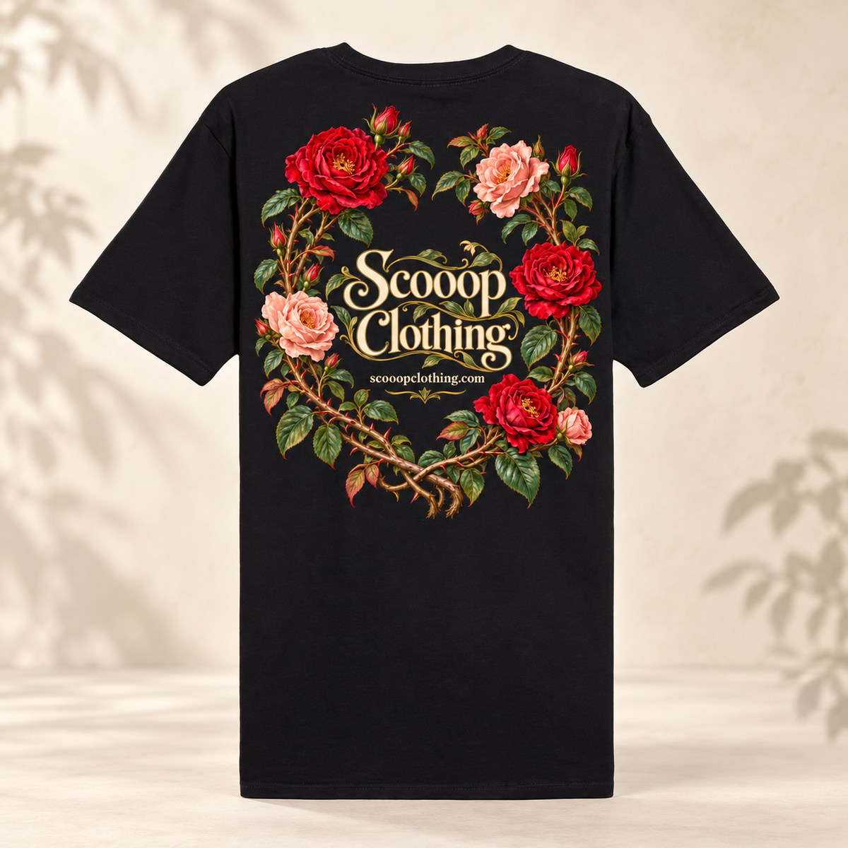 Black Plant Scooop Color shirt, back view