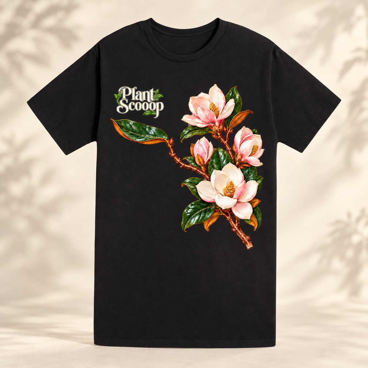 Black Plant Scooop Color shirt, front view