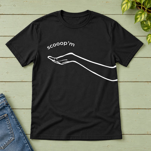 Scooop’m black T-shirt — front